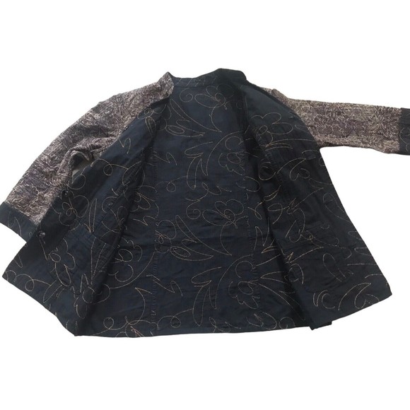 Handmade Reversible Quilted Block Print Jacket Women’s Medium Large M L Black - Picture 7 of 16